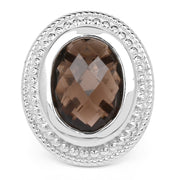 Bids.com 7.90 Carat Genuine Smoky Quartz .925 Sterling Silver Ring Rings