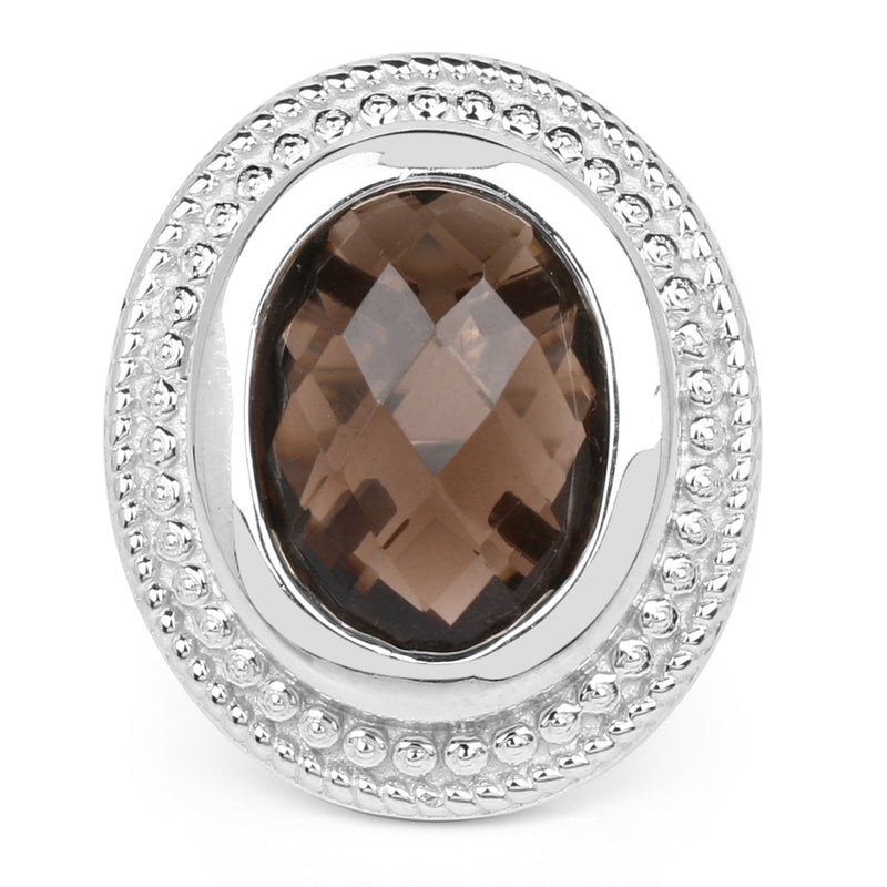Bids.com 7.90 Carat Genuine Smoky Quartz .925 Sterling Silver Ring Rings
