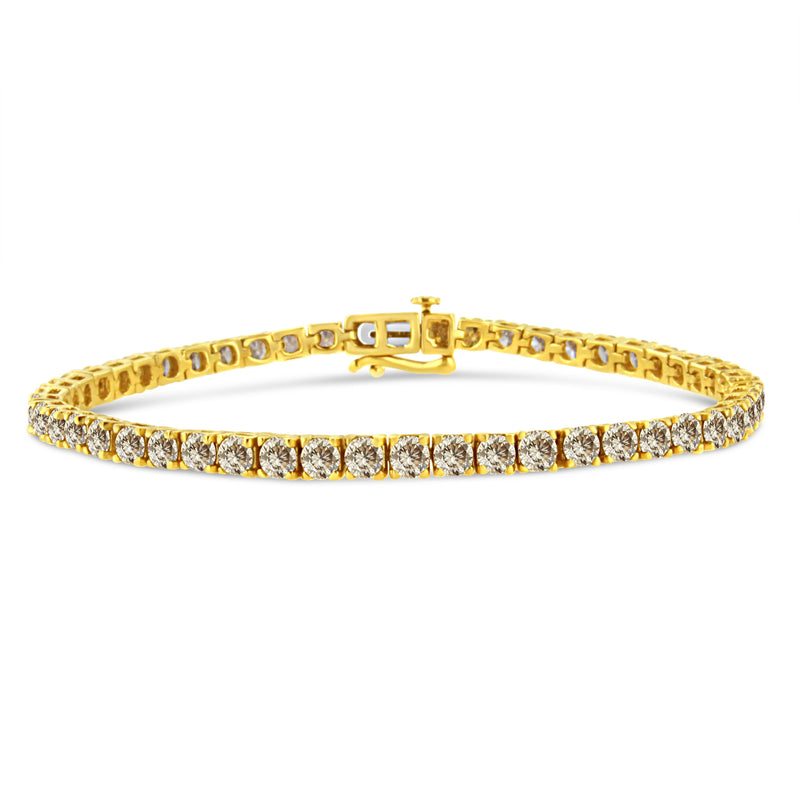 Bids.com 14K Yellow Gold Plated .925 Sterling Silver 8.0 Cttw Diamond Classic Link Tennis Bracelet (K-L Color, I2-I3 Clarity) - 7-1/4" Bracelets