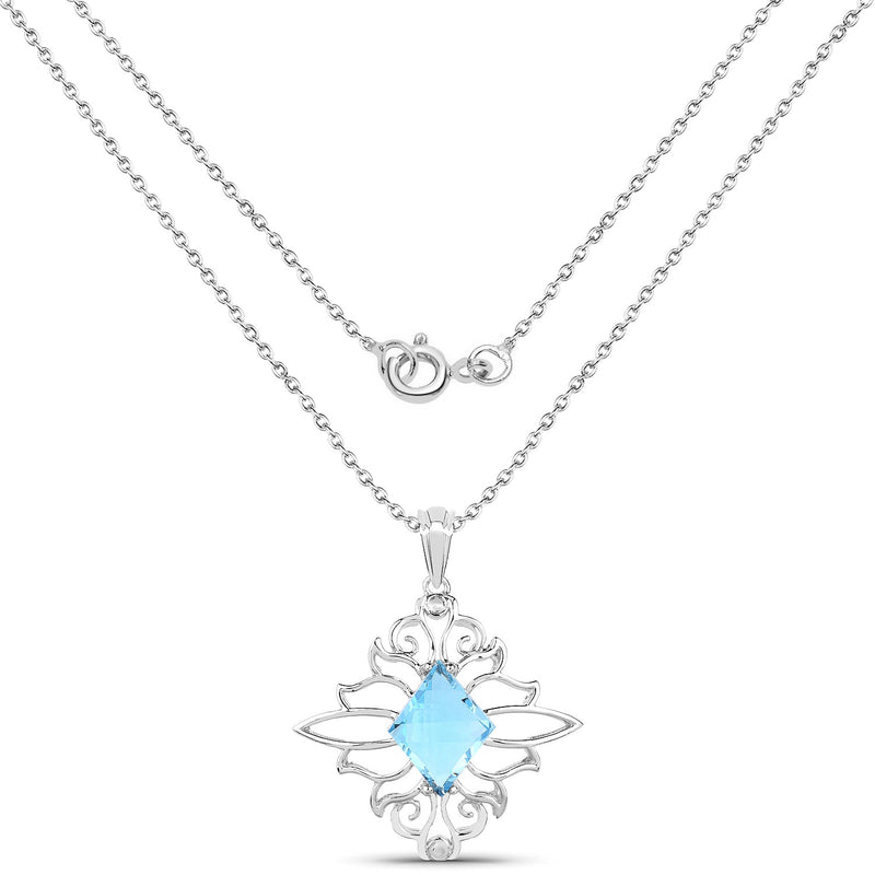 Bids.com 5.15 Carat Genuine Swiss Blue Topaz .925 Sterling Silver Pendant Pendants