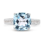 Bids.com 4.62 Carat Genuine Blue Topaz and White Topaz .925 Sterling Silver Ring Rings