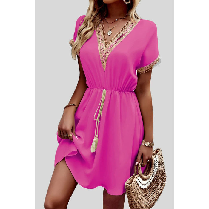 Tassel V-Neck Short Sleeve Dress