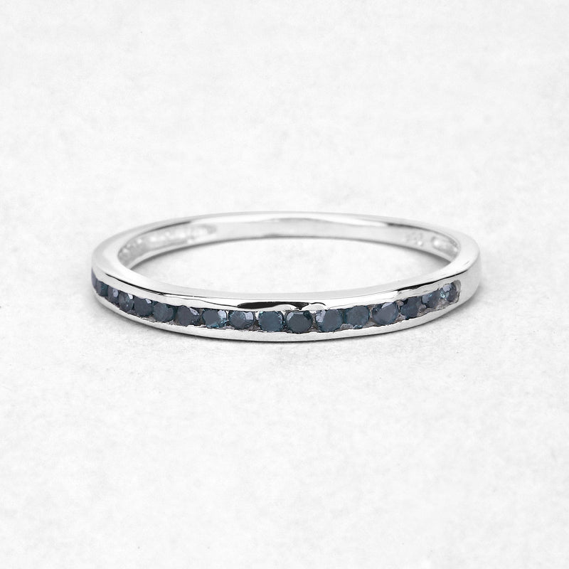 Bids.com 0.20 Carat Genuine Blue Diamond .925 Sterling Silver Ring Rings