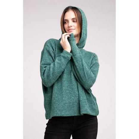 Hooded Brushed Melange Hacci Sweater