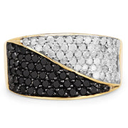 Bids.com 14K Yellow Gold Plated 1.20 Carat Genuine Black Diamond and White Diamond .925 Sterling Silver Ring Rings
