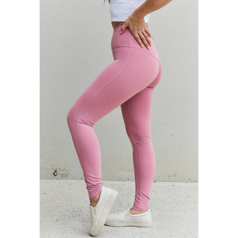 Zenana Fit For You High Waist Active Leggings in Light Rose