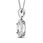 Bids.com 0.18 Carat Genuine White Diamond 14K White Gold Semi Mount Pendant - holds 8x6mm Oval Gemstone Pendants
