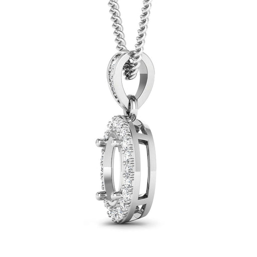 Bids.com 0.18 Carat Genuine White Diamond 14K White Gold Semi Mount Pendant - holds 8x6mm Oval Gemstone Pendants