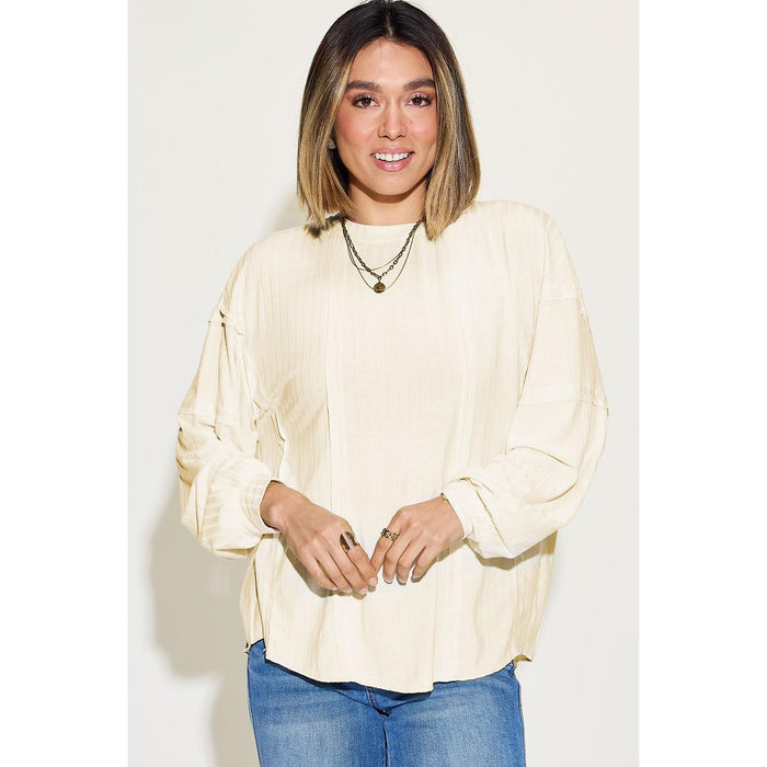 Basic Bae Ribbed Round Neck Long Sleeve T-Shirt