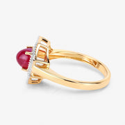 Bids.com 2.01 Carat Genuine Ruby and White Diamond 14K Yellow Gold Ring Rings