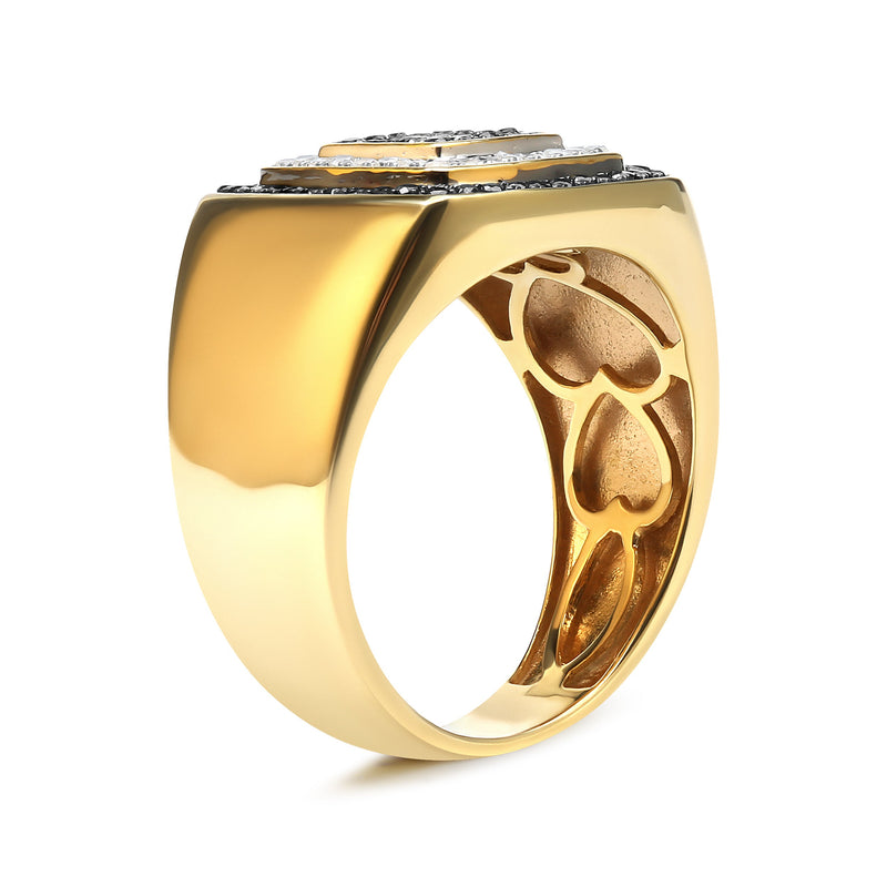 Bids.com Men's 10K Yellow Gold 3/4 Cttw White and Black Treated Diamond Ring Band (Black / I-J Color, I2-I3 Clarity) - Size 10 Rings