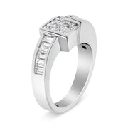 Bids.com 14K White Gold 1 1/2 Cttw Invisible-Set Princess and Channel-Set Baguette Diamond Geometric Bypass Ring Band (G-H Color, SI2-I1 Clarity) - Ring Size 7 Rings