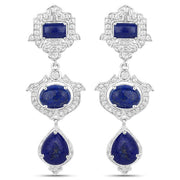 Bids.com 9.37 Carat Genuine Lapis and White Topaz .925 Sterling Silver Earrings Earrings