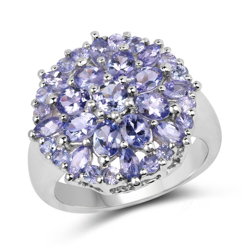 Bids.com 2.79 Carat Genuine Tanzanite .925 Sterling Silver Ring Rings