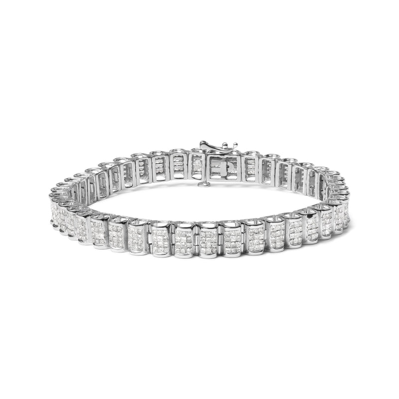 Bids.com 14K Yellow Gold 5.0 Cttw Invisible Set Princess-cut Diamond Buckle Link Tennis Bracelet (H-I Color, SI2-I1 Clarity) - Size 7.25" Bracelets