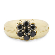 Bids.com 14K Yellow Gold Plated 0.98 Carat Genuine Black Diamond .925 Sterling Silver Ring Rings