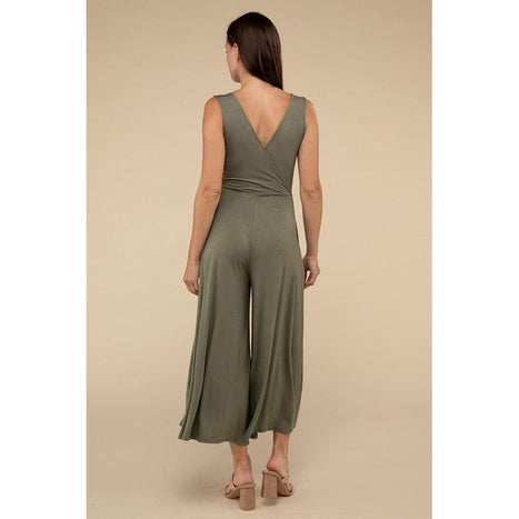 Surplice Neckline Sleeveless Jumpsuit