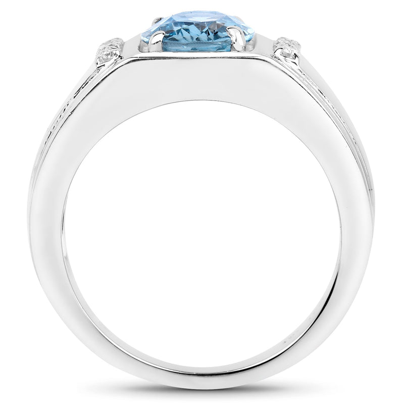 Bids.com 2.18 Carat Genuine London Blue Topaz and White Topaz .925 Sterling Silver Ring Rings