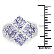 Bids.com 1.65 Carat Genuine Tanzanite and White Topaz .925 Sterling Silver Ring Rings