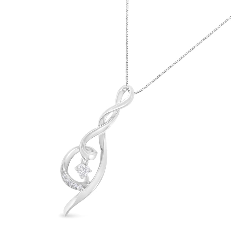 Bids.com Espira 10K White Gold 1/10 cttw Diamond Swirl Pendant Necklace (I-J, I1-I2) Necklaces
