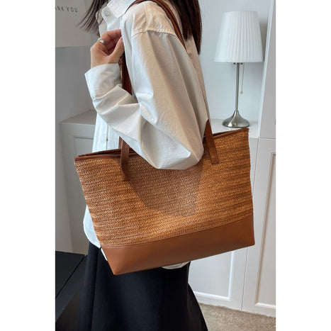 PU Leather Straps Large Tote Bag