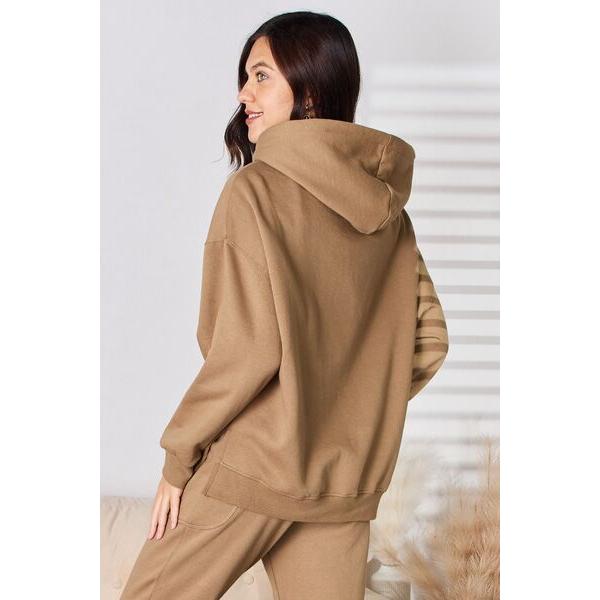 RISEN Drawstring Drop Shoulder Long Sleeve Hoodie