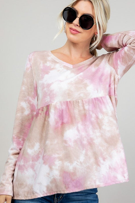 Plus Cloud Tie Dye Babydoll Top