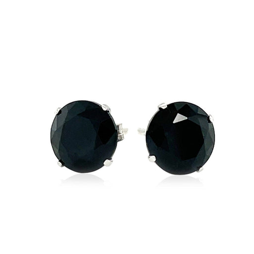 Bids.com 14k White Gold 8.0mm Round Black CZ Stud Earrings Earrings