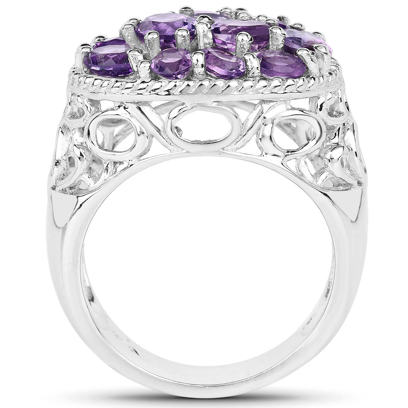 Bids.com 2.64 Carat Genuine Amethyst .925 Sterling Silver Ring Rings