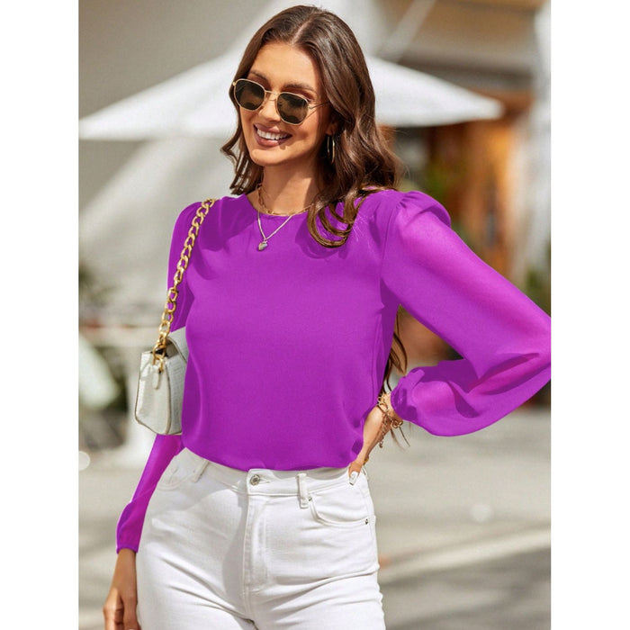 Round Neck Long Sleeve Blouse