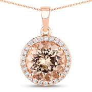 Bids.com 3.61 Carat Genuine Morganite and White Diamond 14K Rose Gold Pendant Pendants