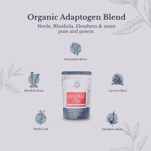 Euphoric Herbals Adrenal Love Tea - Cortisol Support Herbal Tea Light Gray 30 Cup Servings,60 Cup Servings