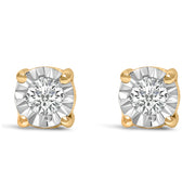 Bids.com .925 Sterling Silver 1/10 Cttw Round Brilliant-Cut Lab Grown Diamond Miracle-Set Stud Earrings (F-G Color, VS1-VS2 Clarity) Earrings