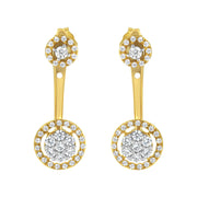 Bids.com 14K Yellow Gold Plated .925 Sterling Silver 5/8 Cttw Diamond Removable Stud and Dangle Earrings (I-J Color, I2-I3) Earrings
