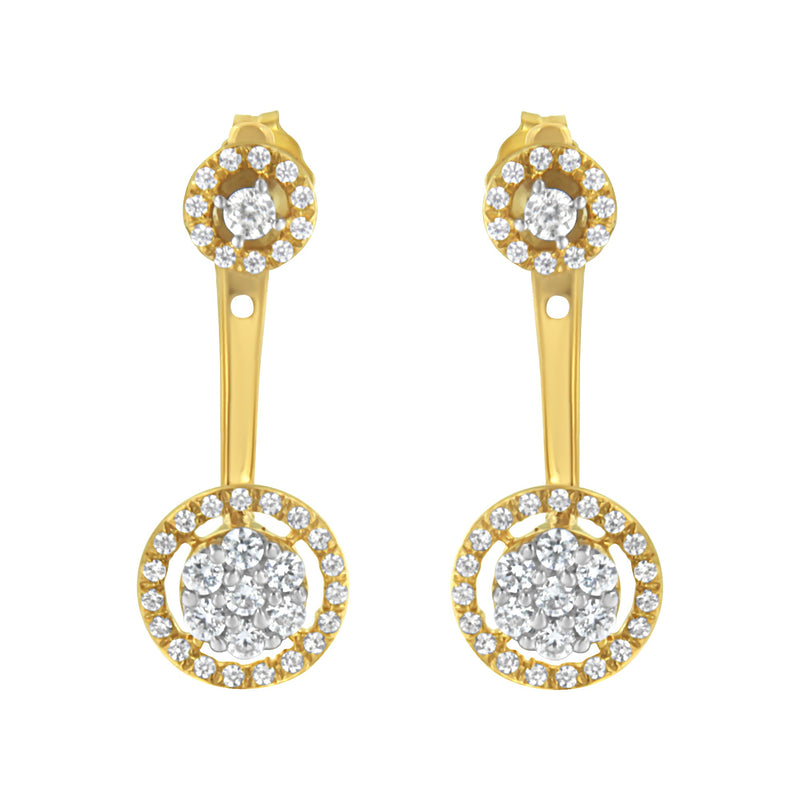 Bids.com 14K Yellow Gold Plated .925 Sterling Silver 5/8 Cttw Diamond Removable Stud and Dangle Earrings (I-J Color, I2-I3) Earrings