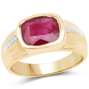 Bids.com 14K Yellow Gold Plated 3.50 Carat Genuine Glass Filled Ruby .925 Sterling Silver Ring Rings