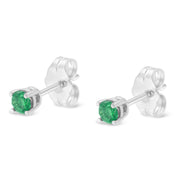 Bids.com .925 Sterling Silver 1/4 Cttw Round Brilliant-Cut Green Diamond Classic 4-Prong Stud Earrings (Fancy Color-Enhanced, I2-I3 Clarity) Earrings