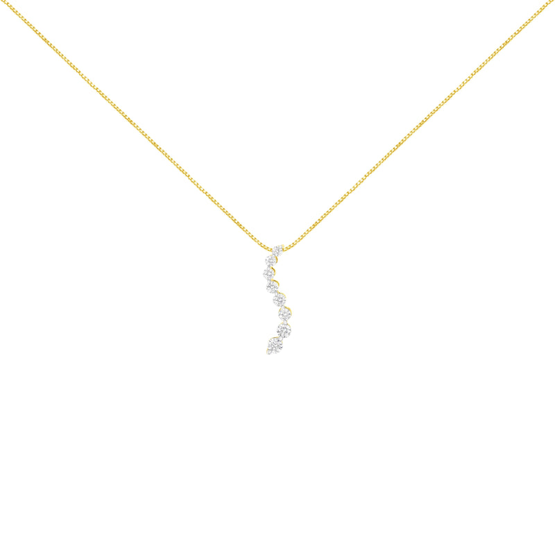 Bids.com 14k Yellow Gold 3.0 cttw Baguette and Brilliant Round-Cut Diamond Journey 18" Pendant Necklace (I-J Color, I2-I3 Clarity) Necklaces