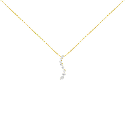 Bids.com 14k Yellow Gold 3.0 cttw Baguette and Brilliant Round-Cut Diamond Journey 18" Pendant Necklace (I-J Color, I2-I3 Clarity) Necklaces