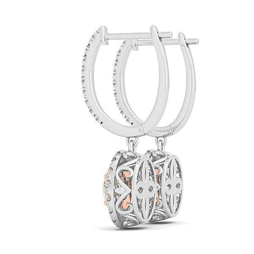 Bids.com 14k White And Rose Gold Drop Diamond Earrings with a Halo Design (3/4 cttw) Earrings