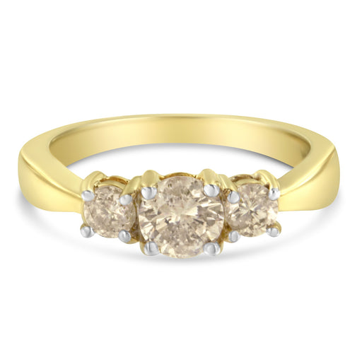 Bids.com 10K Yellow Gold Three Stone Diamond Band Ring (1.00 cttw, J-K Color, I2-I3 Clarity) Rings