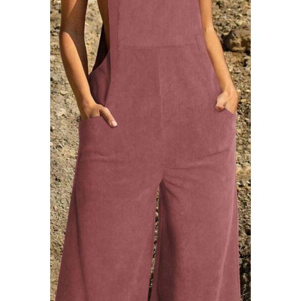 Pocketed Wide Leg Overall