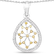 Bids.com 0.45 Carat Genuine White Diamond and Yellow Diamond .925 Sterling Silver Pendant Pendants