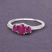 Bids.com 1.02 Carat Genuine Ruby and White Diamond 14K White Gold Ring Rings