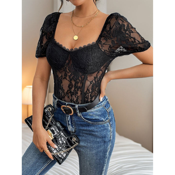 Lace Short Sleeve Bodysuit