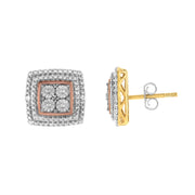 Bids.com 10K Yellow, White, and Rose Gold Plated Sterling Silver Diamond Accent Earrings (I-J Clarity, I3 Color) Earrings
