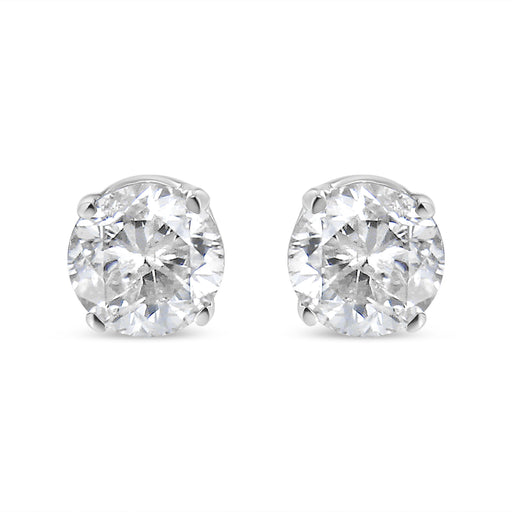 Bids.com AGS Certified 14K White Gold 1.0 Cttw 4-Prong Set Brilliant Round-Cut Solitaire Diamond Push Back Stud Earrings (E-F Color, SI2-I1 Clarity) Earrings