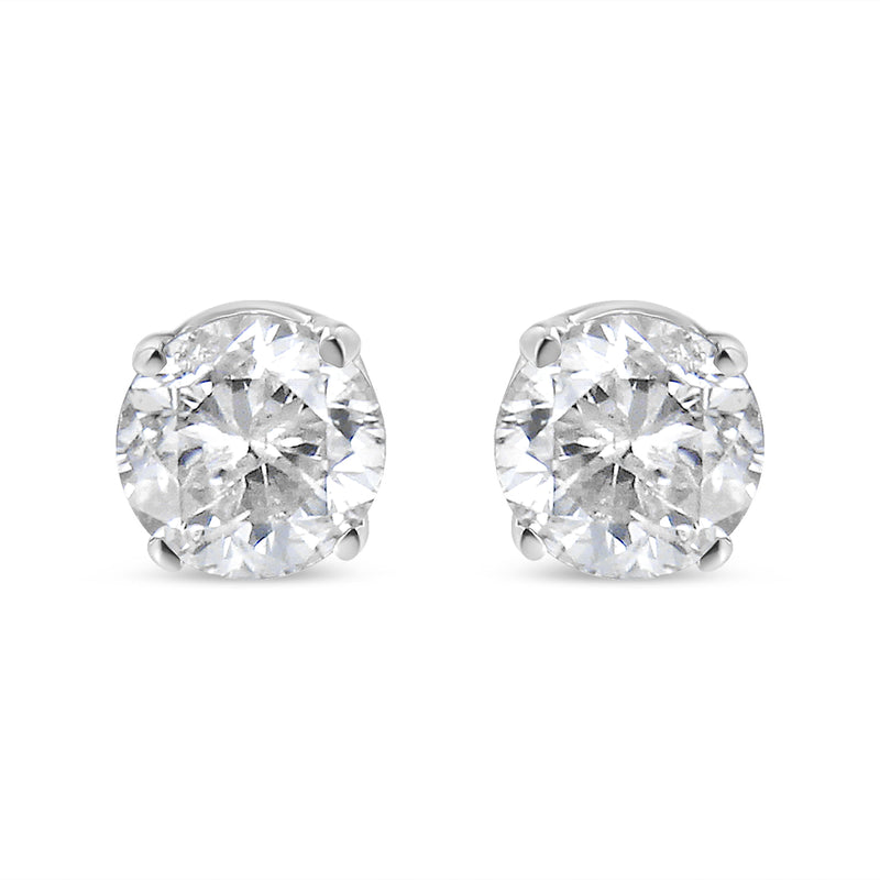 Bids.com 14K White Gold 3/4 Cttw Round Brilliant-Cut Near Colorless Diamond Classic 4-Prong Stud Earrings (H-I Color, SI1-SI2 Clarity) Earrings