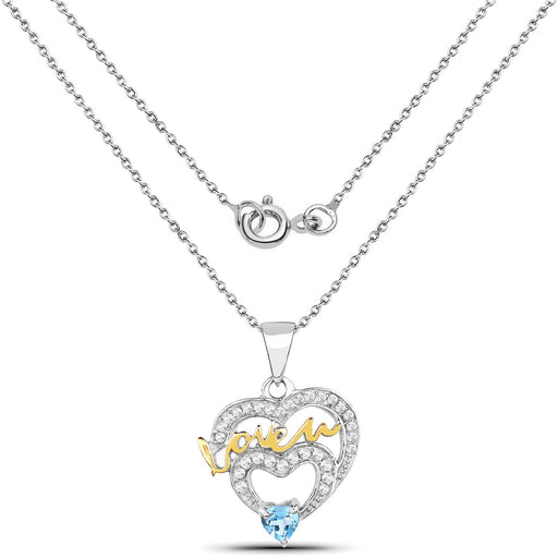 Bids.com 0.44 Carat Genuine Swiss Blue Topaz and White Topaz .925 Sterling Silver Pendant Pendants