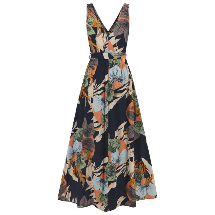 Slit Tied Printed Surplice Dress